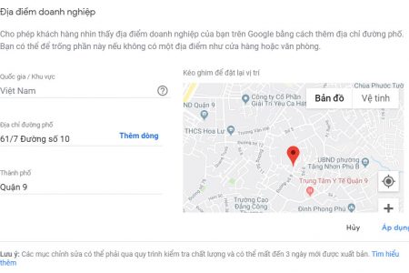 Thay đổi địa chỉ & vị trí trên Google doanh nghiệp